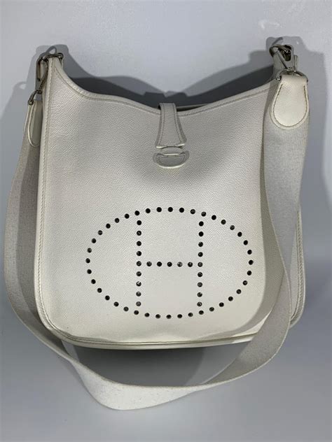 realreal white hermes evelyne bag|evelyne bag hermes.